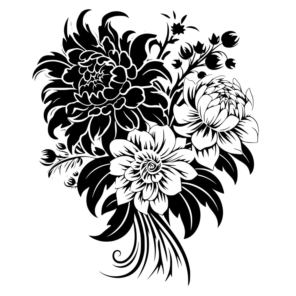 Beautiful Dahlia Arrangement SVG File for Cricut, Silhouette, Laser ...