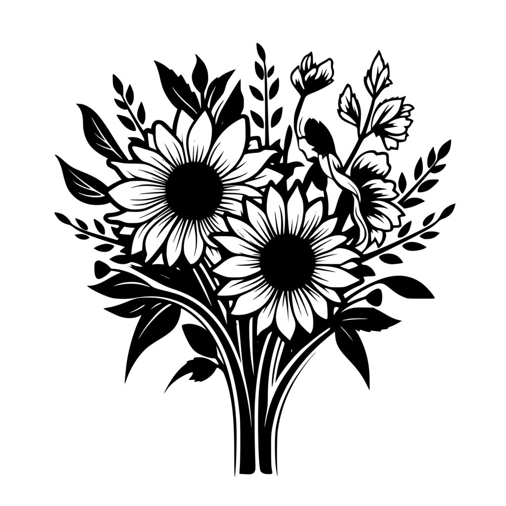 Rustic Sunflower Arrangement SVG File for Cricut, Silhouette, Laser