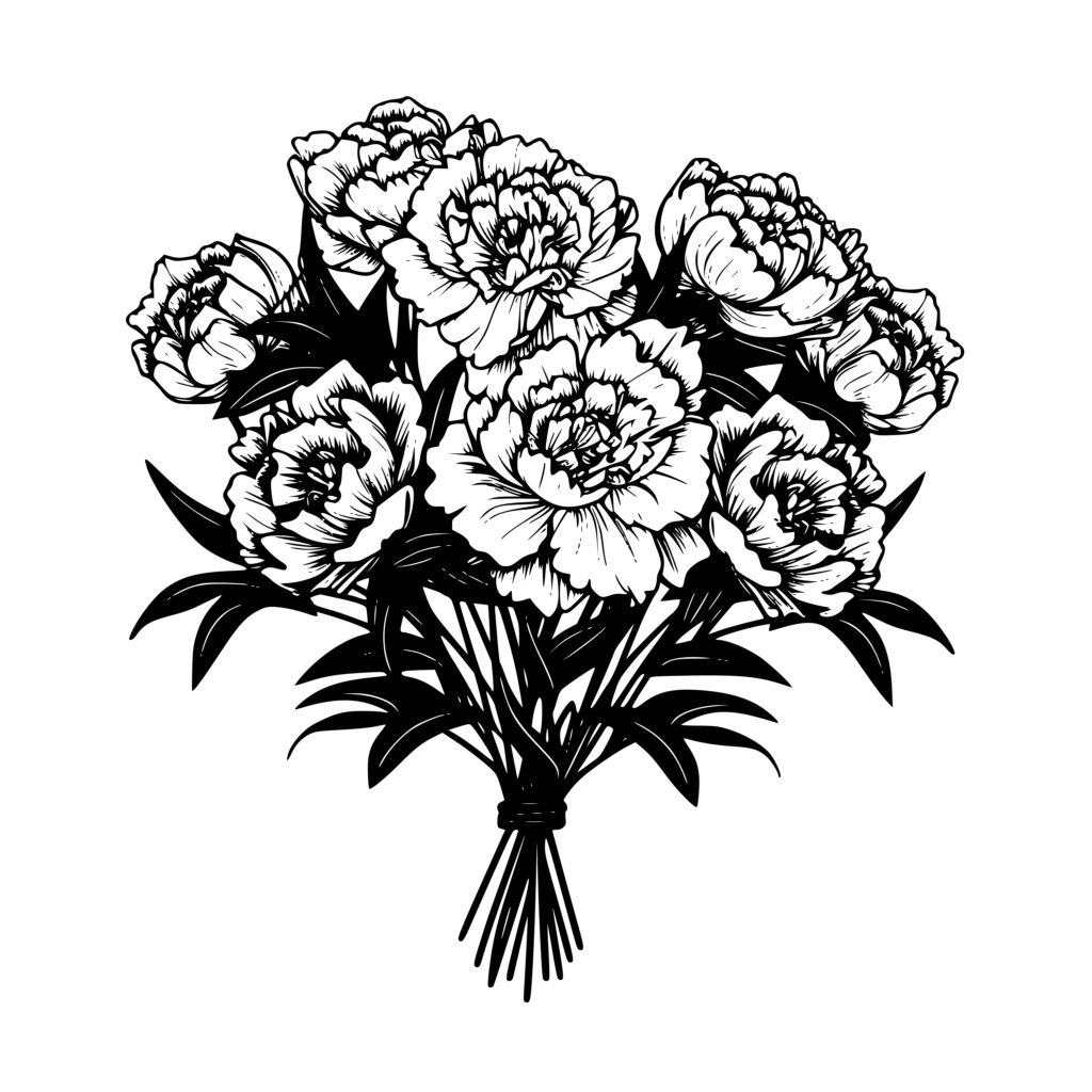 Carnation and Peony Bouquet Image SVG File for Cricut, Silhouette