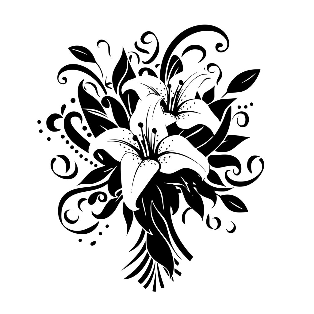 Beautiful Lilies Bouquet SVG Image for Cricut, Silhouette, Laser Machines