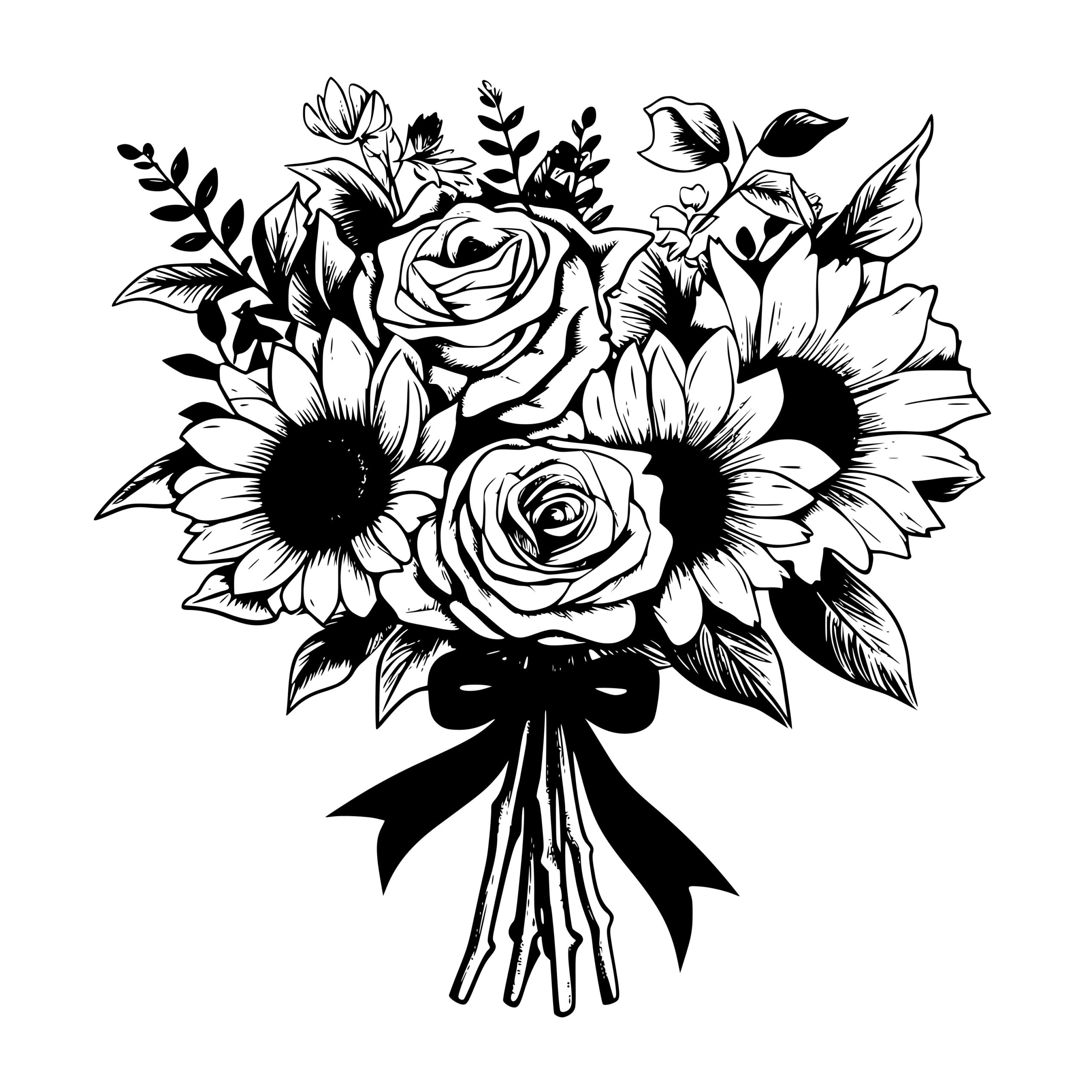 Instant Download Sunflowers And Roses Bouquet Svg File For Cricut Silhouette And Laser Machines 8249