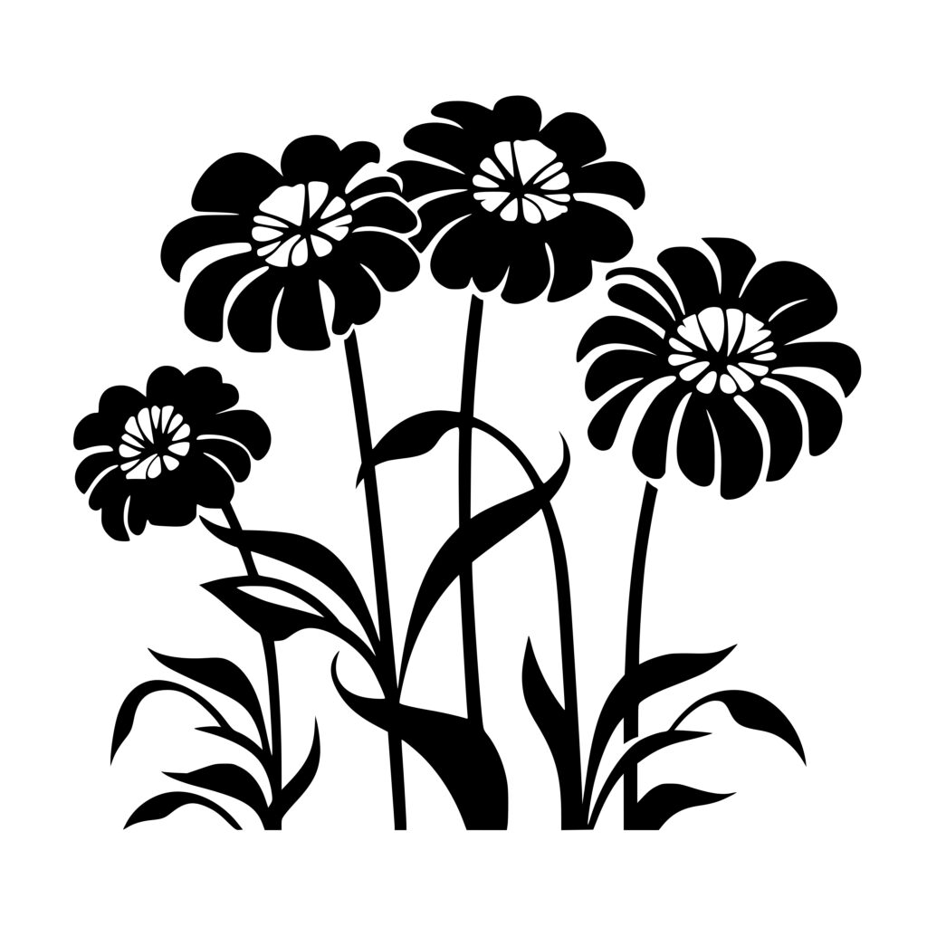 Zinnia Blooms SVG File for Cricut, Silhouette, and Laser Machines