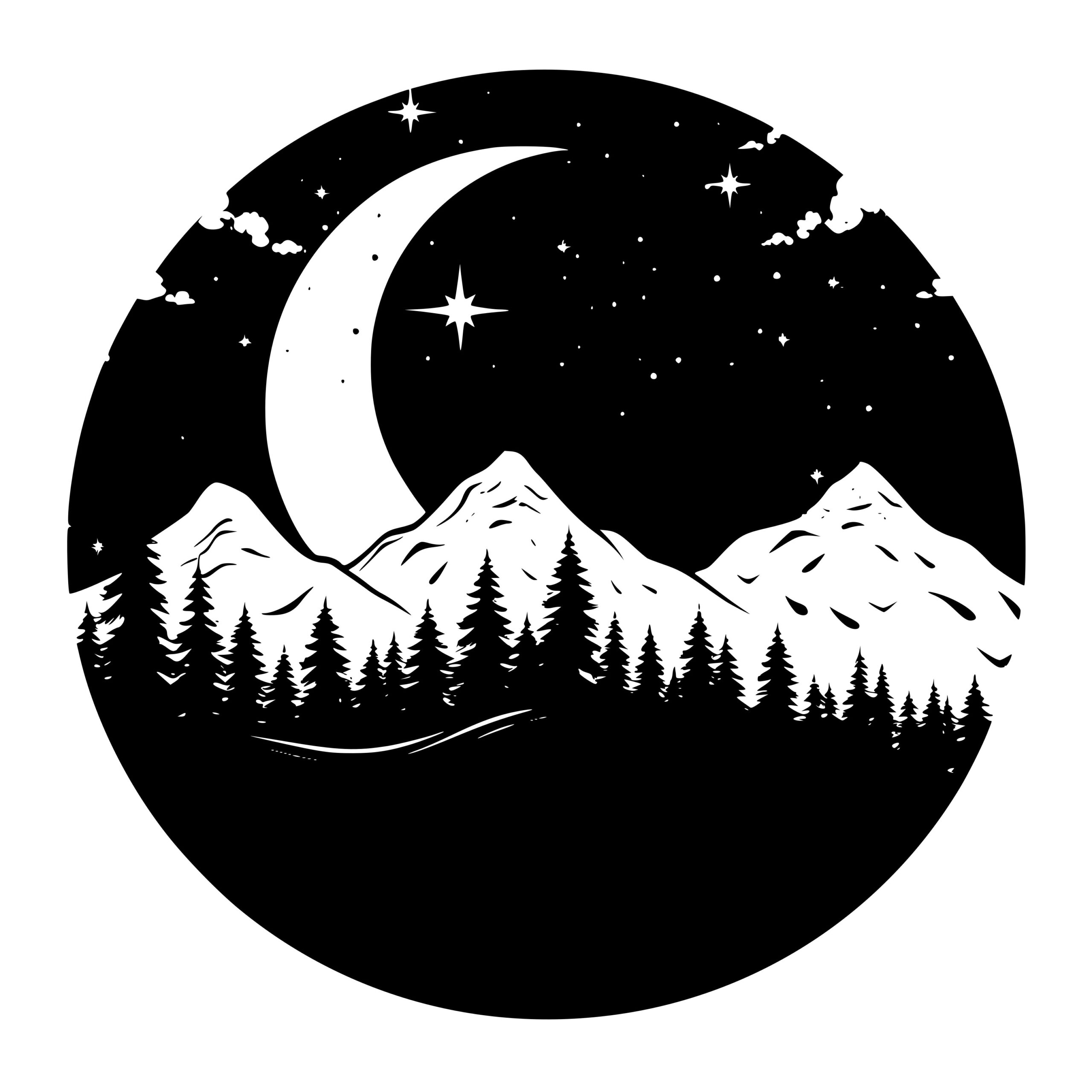 Majestic Moonlit Peaks - SVG, PNG, DXF Files for Cricut, Silhouette ...
