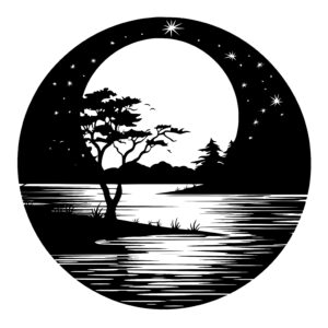Moonlit Tree Over Quiet Waters