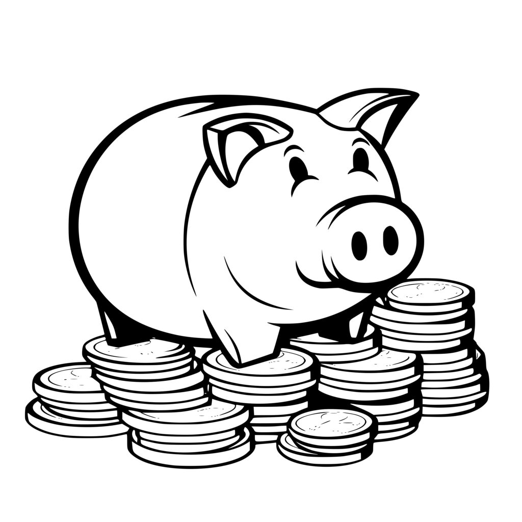 Pig on Coin Pile: SVG, PNG, DXF Files for Cricut, Silhouette, and Laser ...