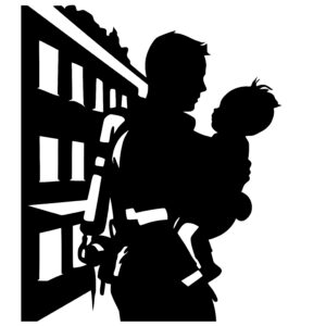 Fireman Holding Young Child