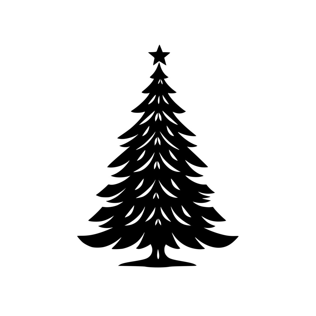 Tree Adorned with Star SVG File for Instant Download