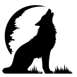 Wolf howling at the moon - wall decor vinyl decal silhouette digital print  on transparent vinyl to match any wall color 2477