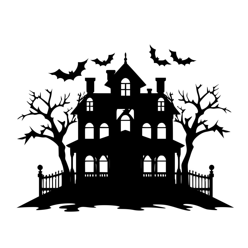 Halloween House with Flying Bats SVG File for Cricut, Silhouette, and ...