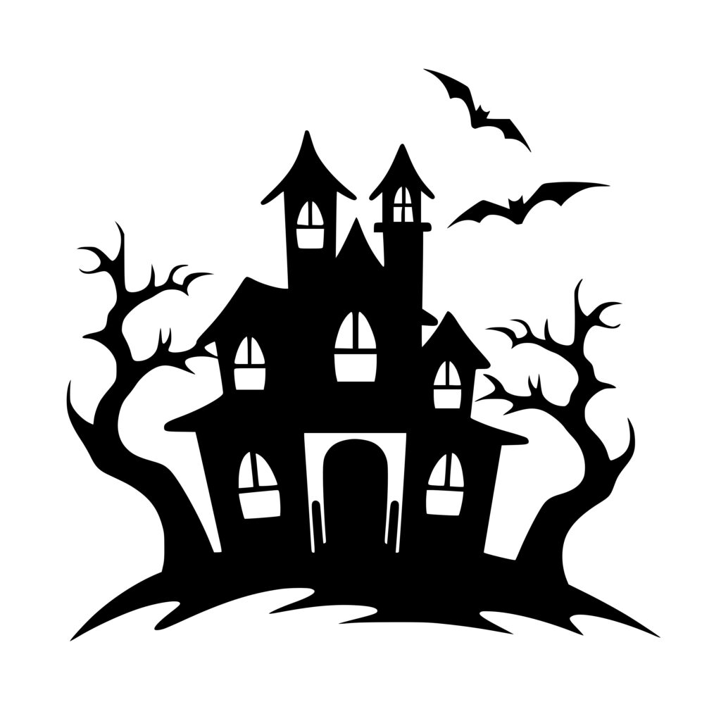 Dark House With Bats - Instant Download Svg, Png, Dxf Files