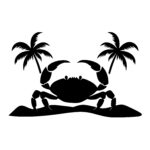 Crab on Beach with Palms