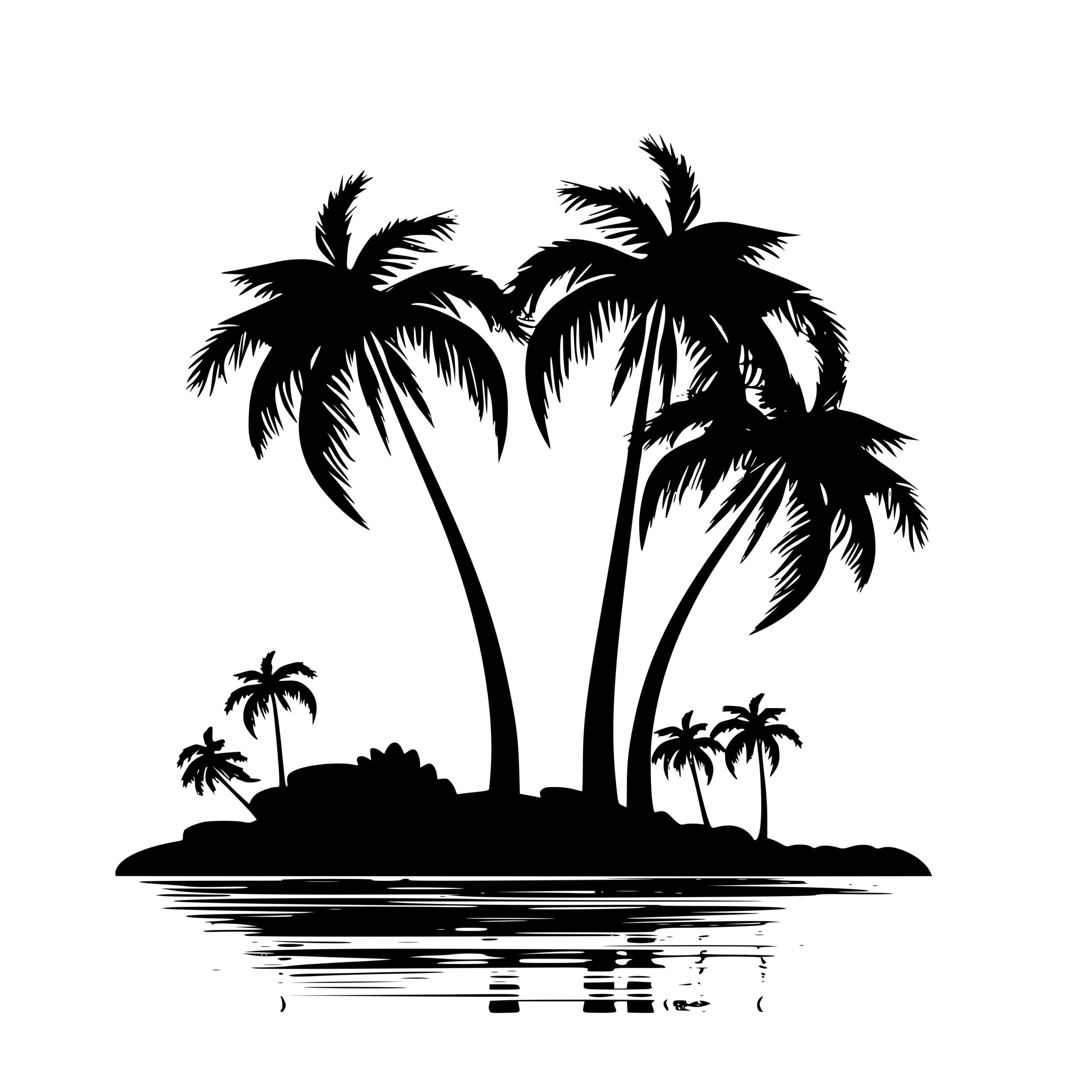 Island Palm Tree Oasis SVG File for Cricut, Silhouette, Laser Machines