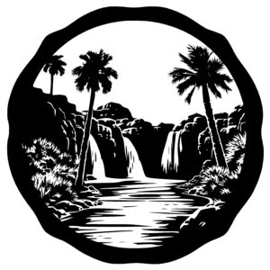 Serene Palm Waterfall