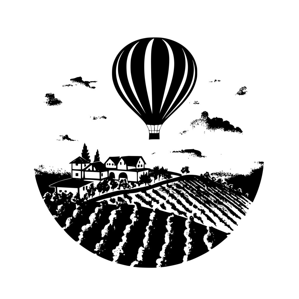 Vineyard Hot Air Balloon Image - SVG, PNG, DXF - Cricut, Silhouette, Laser