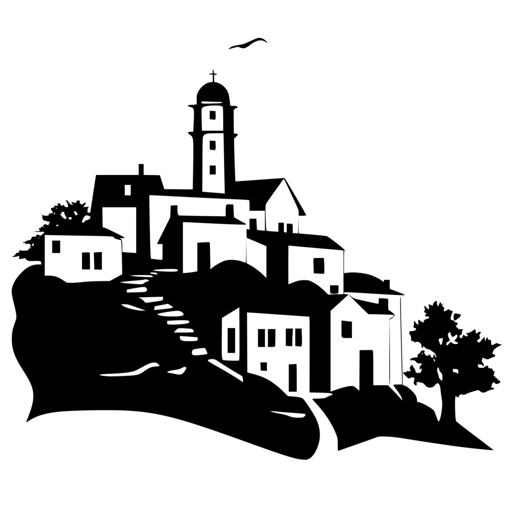 Greek Hilltop Village SVG Image for Cricut, Silhouette, and Laser Machines