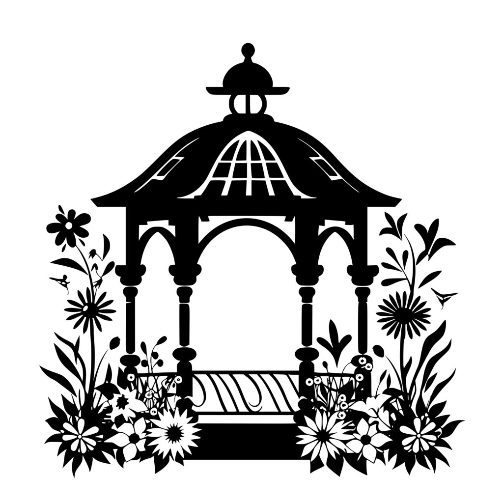 Gazebo in a Flower Garden SVG File for Cricut, Silhouette, Laser Machines