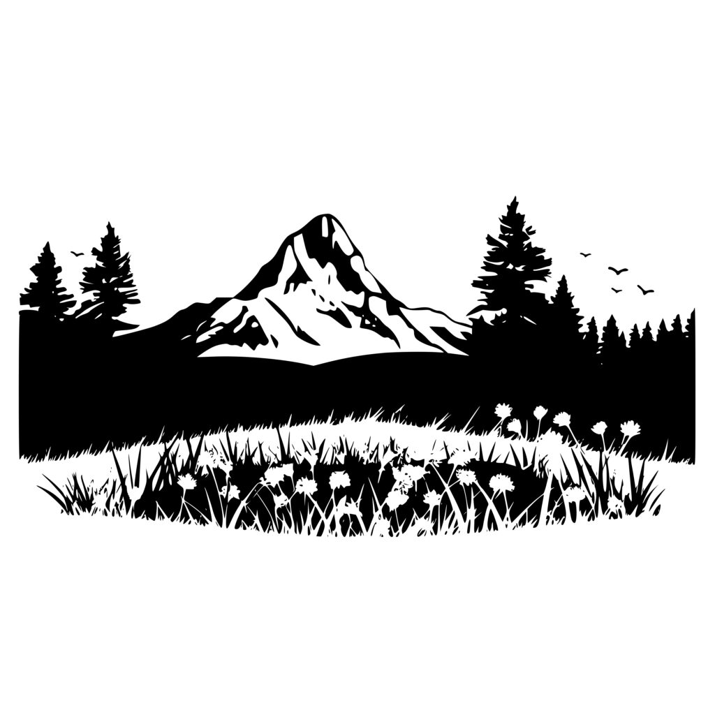 Grassy Mountain Vista: Instant Download SVG, PNG, DXF Files for Cricut