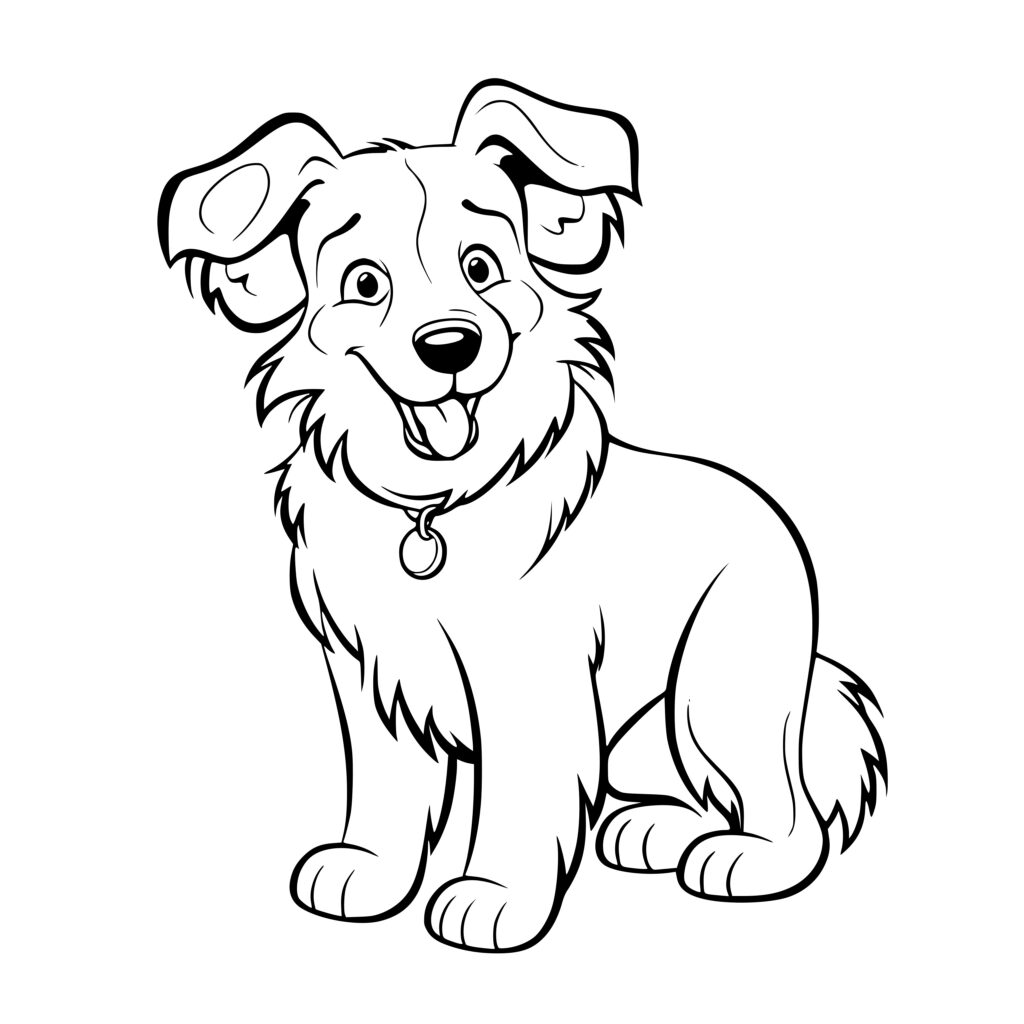 Excited Collie Cartoon Outline SVG File for Cricut, Silhouette, Laser