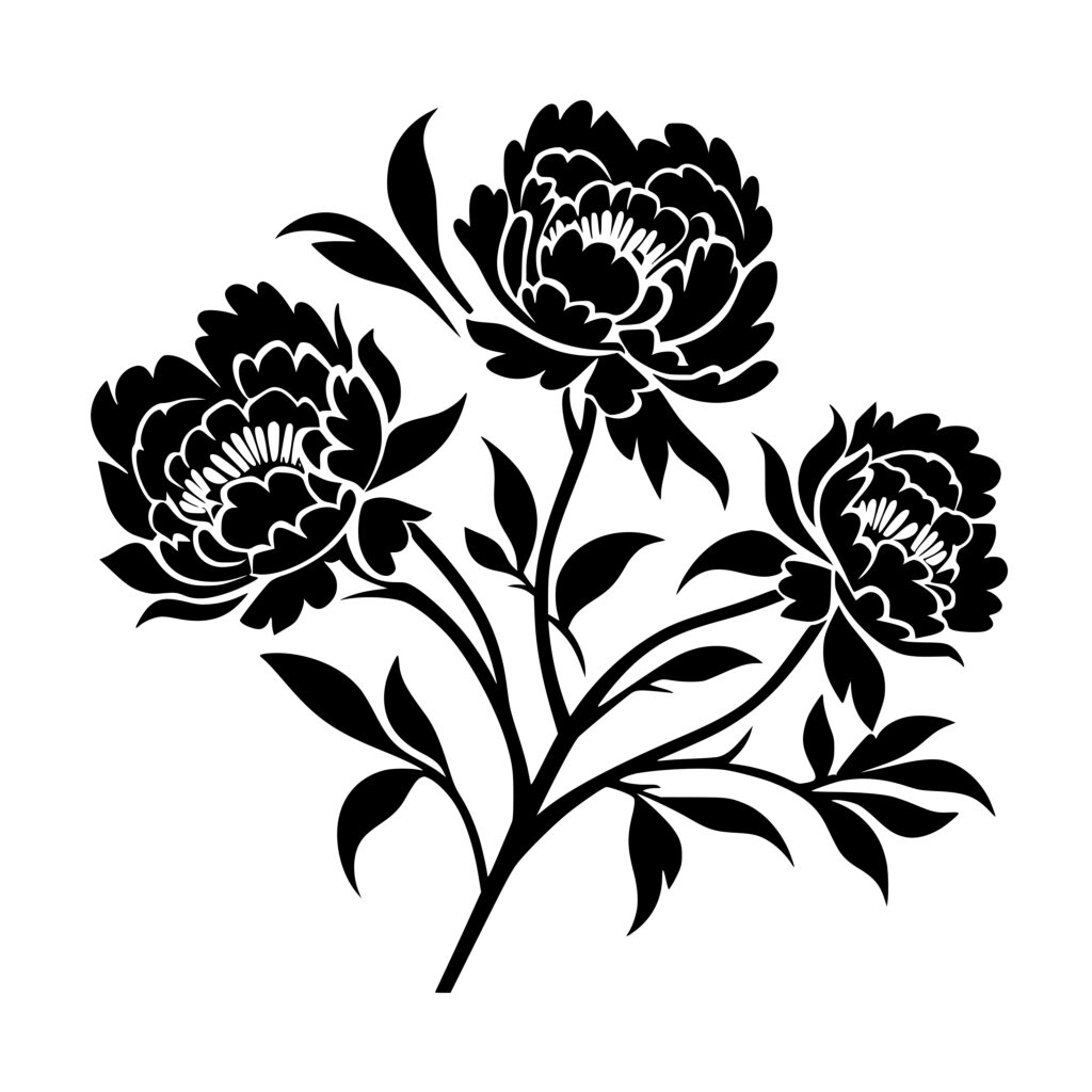 Peony Simplicity: Instant Download SVG, PNG, DXF for Cricut, Silhouette