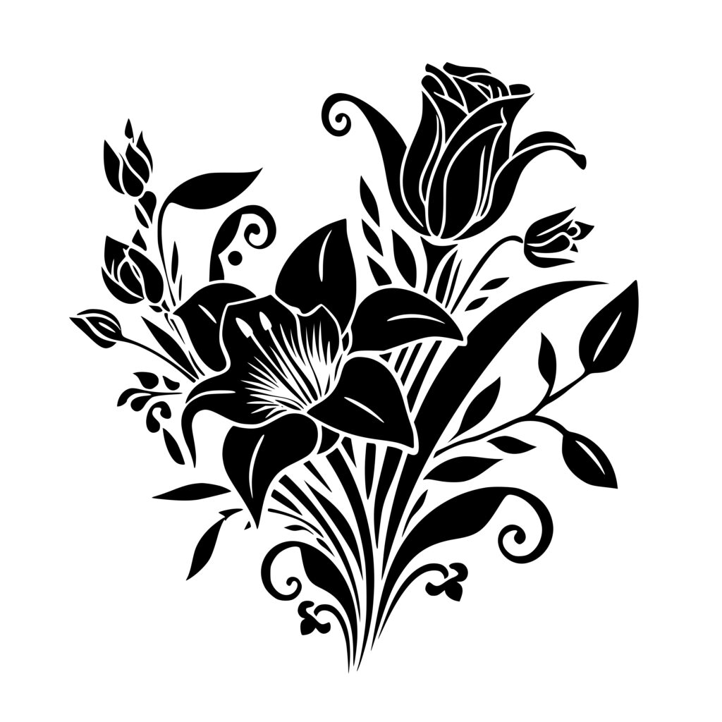 Instant Download SVG, PNG, DXF Lily Bouquet for Cricut, Silhouette