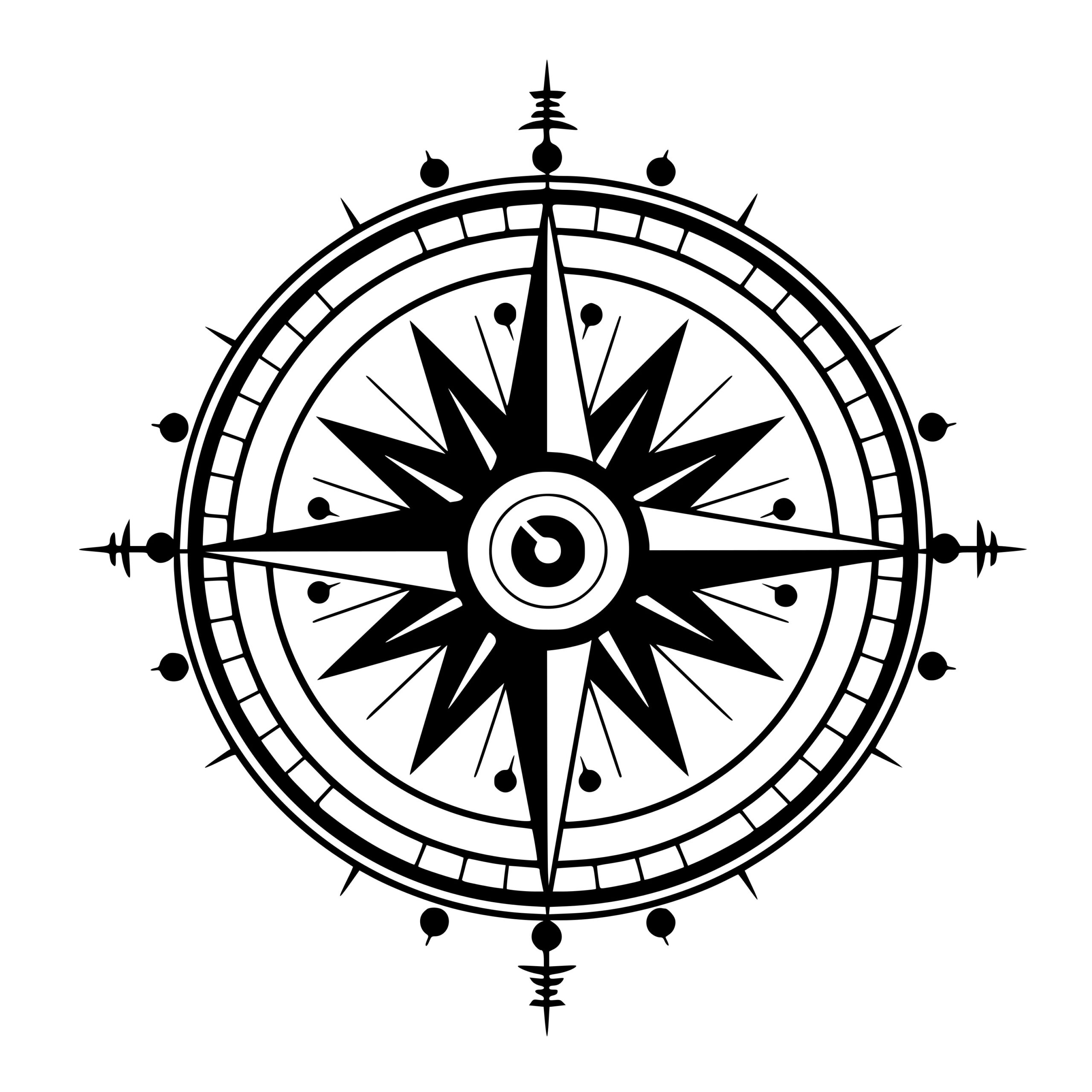 SVG File for Cricut, Silhouette, Laser: Compass Rose Design
