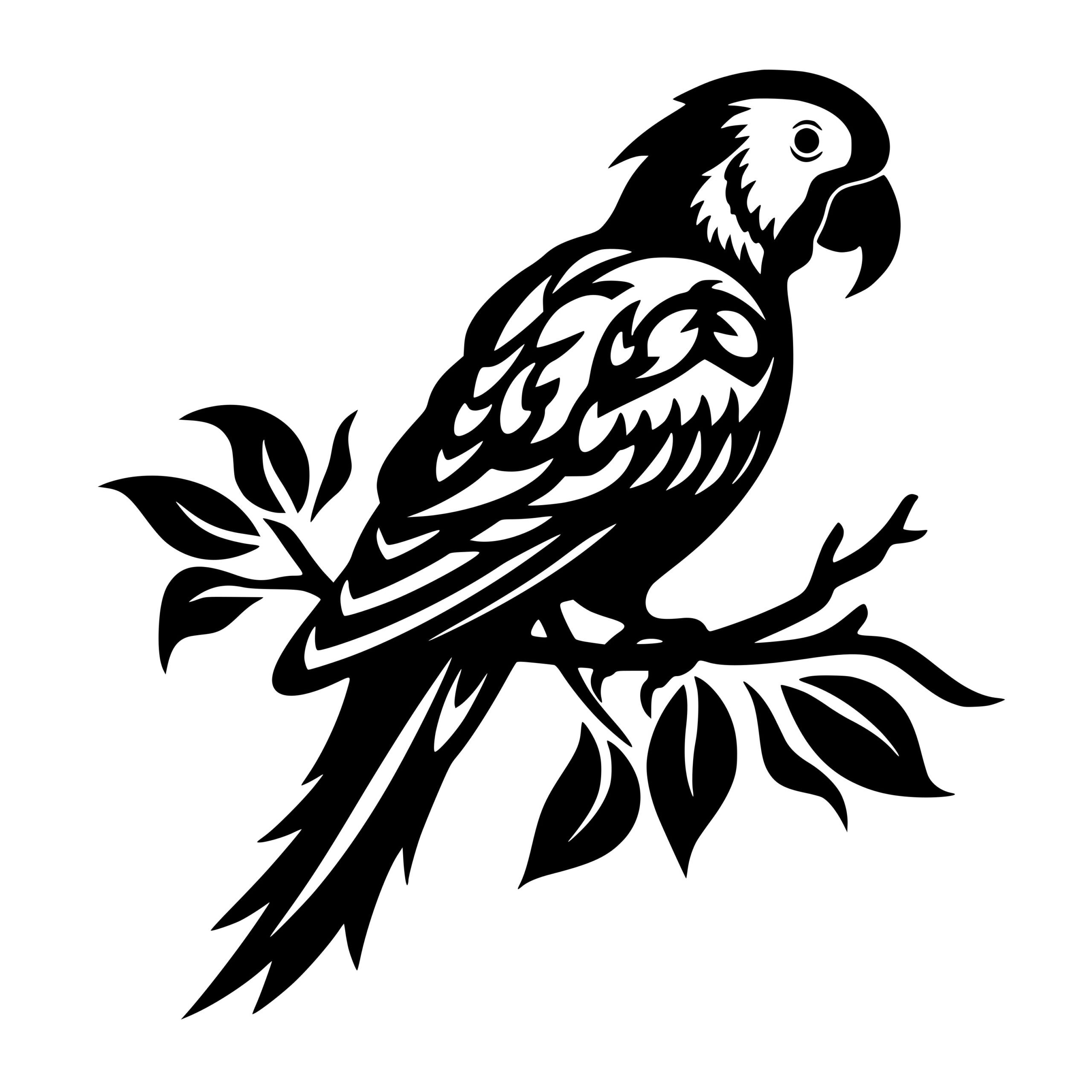 Instant Download SVG/PNG Parrot on Branch Image for Cricut, Silhouette ...