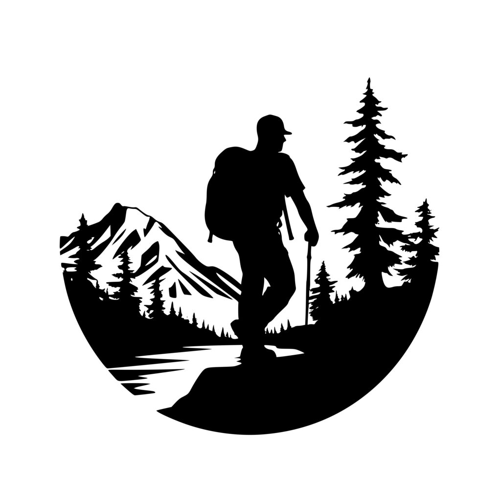 Hiker on Trail SVG Image for Cricut, Silhouette, and Laser Machines