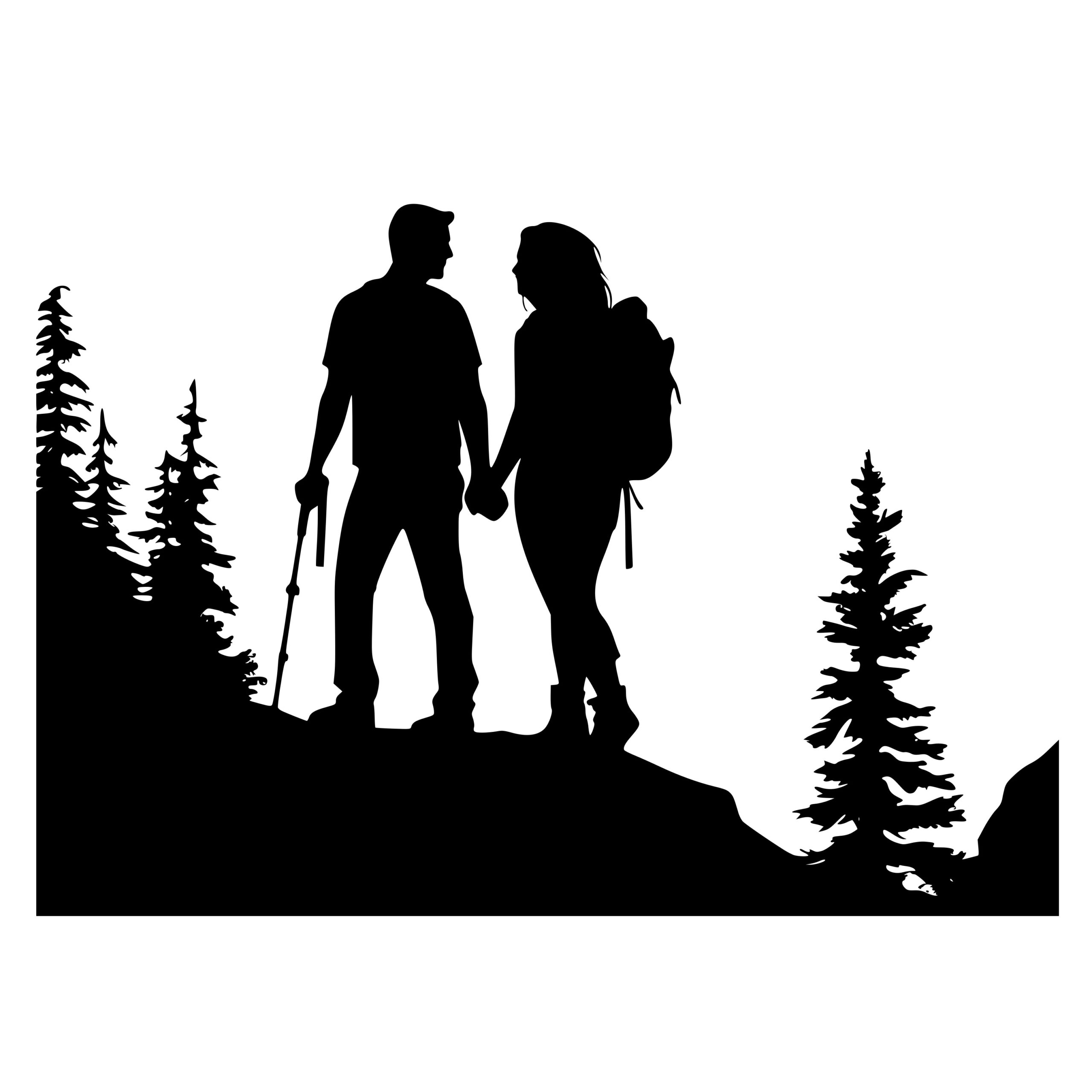Cute Couple Hiking Silhouette Graphic Gráfico por curutdesign · Creative  Fabrica