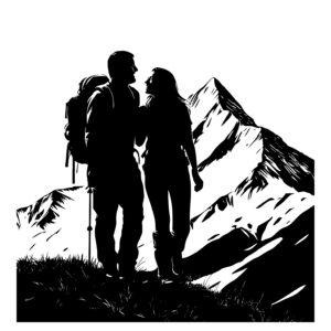 Mountain Edge Hiking Couple