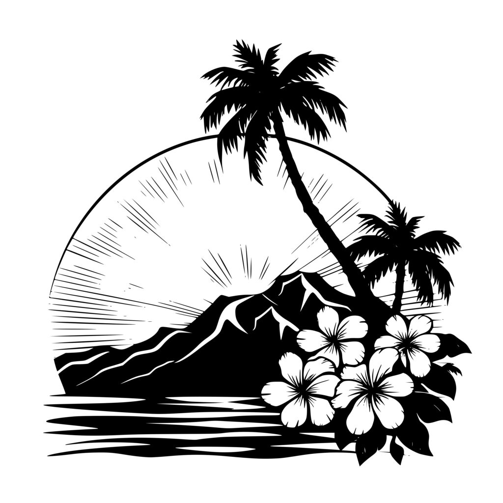 Hibiscus Sunset SVG Image for Cricut, Silhouette, and Laser Machines