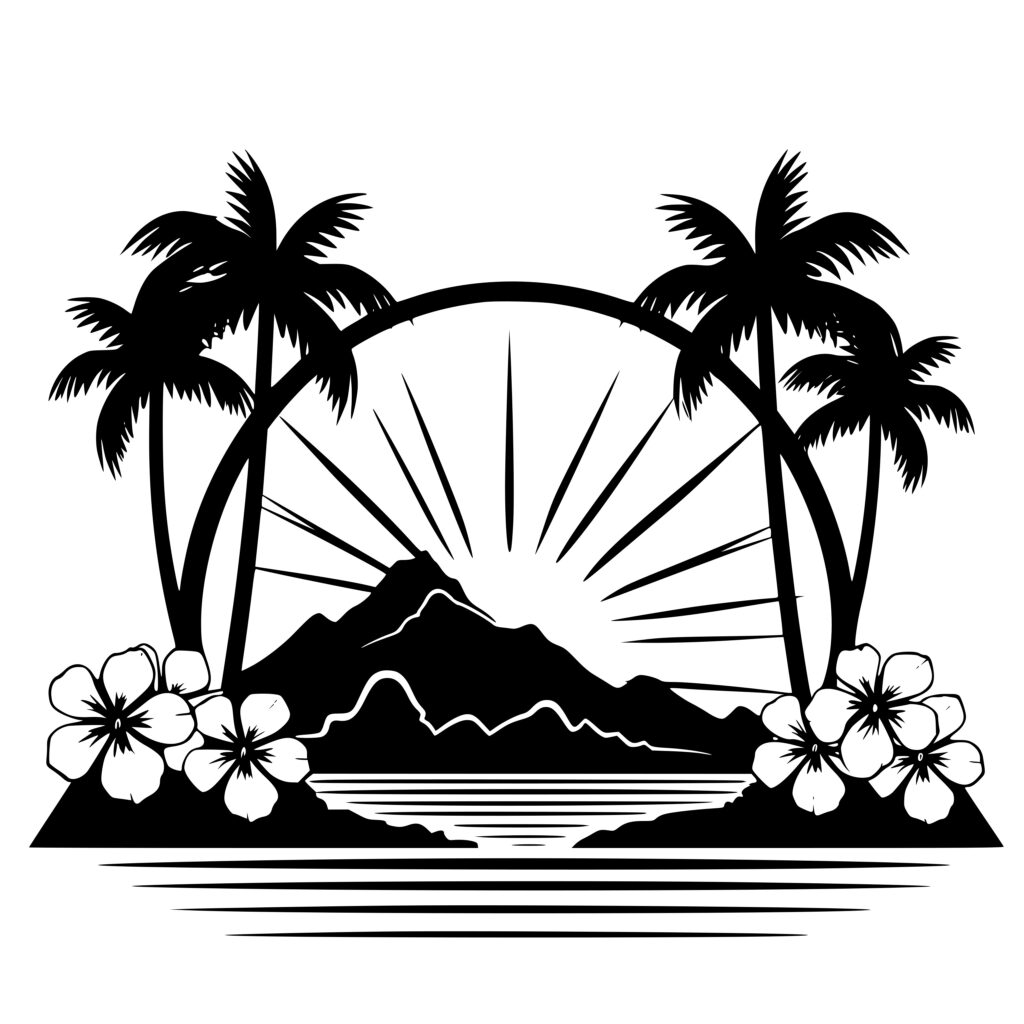 Lush Palm Trees with Scenic Sunset SVG File for Cricut and Silhouette