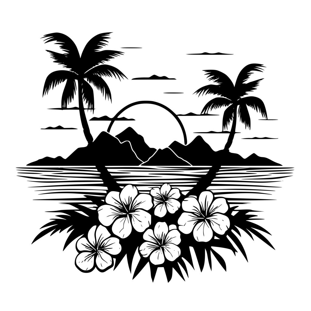 Tropical Hawaiian Paradise SVG Image File for Cricut, Silhouette, Laser