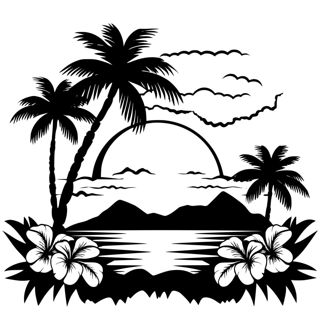 Hibiscus And Palms Landscape SVG File For Cricut Silhouette Laser hibiscus-and-palms-landscape-svg-file-for-cricut-silhouette-laser