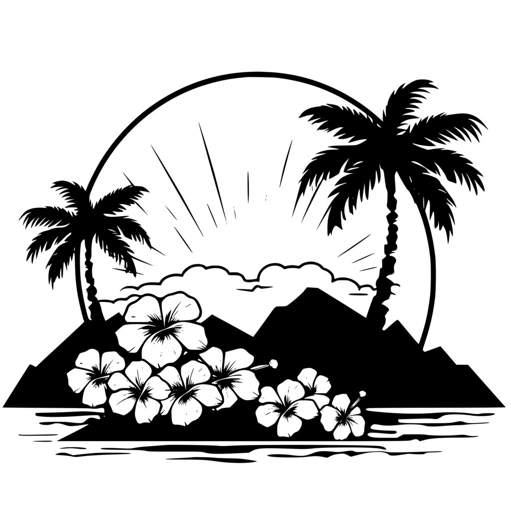 Serene Island with Palm Trees" - SVG Image for Cricut, Silhouette