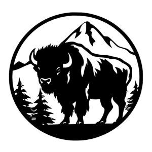 Buffalo with Trees and Mountain