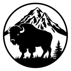 Mighty Bison in Mountain Scene