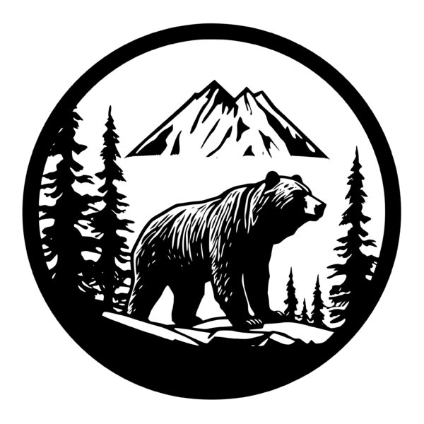 Mountain Peaks Bear SVG File for Cricut, Silhouette, Laser Machines