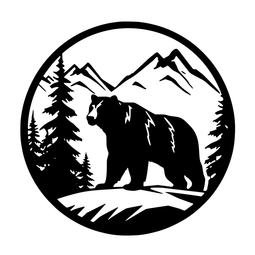 Bear with Mountain Backdrop: SVG, PNG, DXF Files for Cricut, Silhouette ...