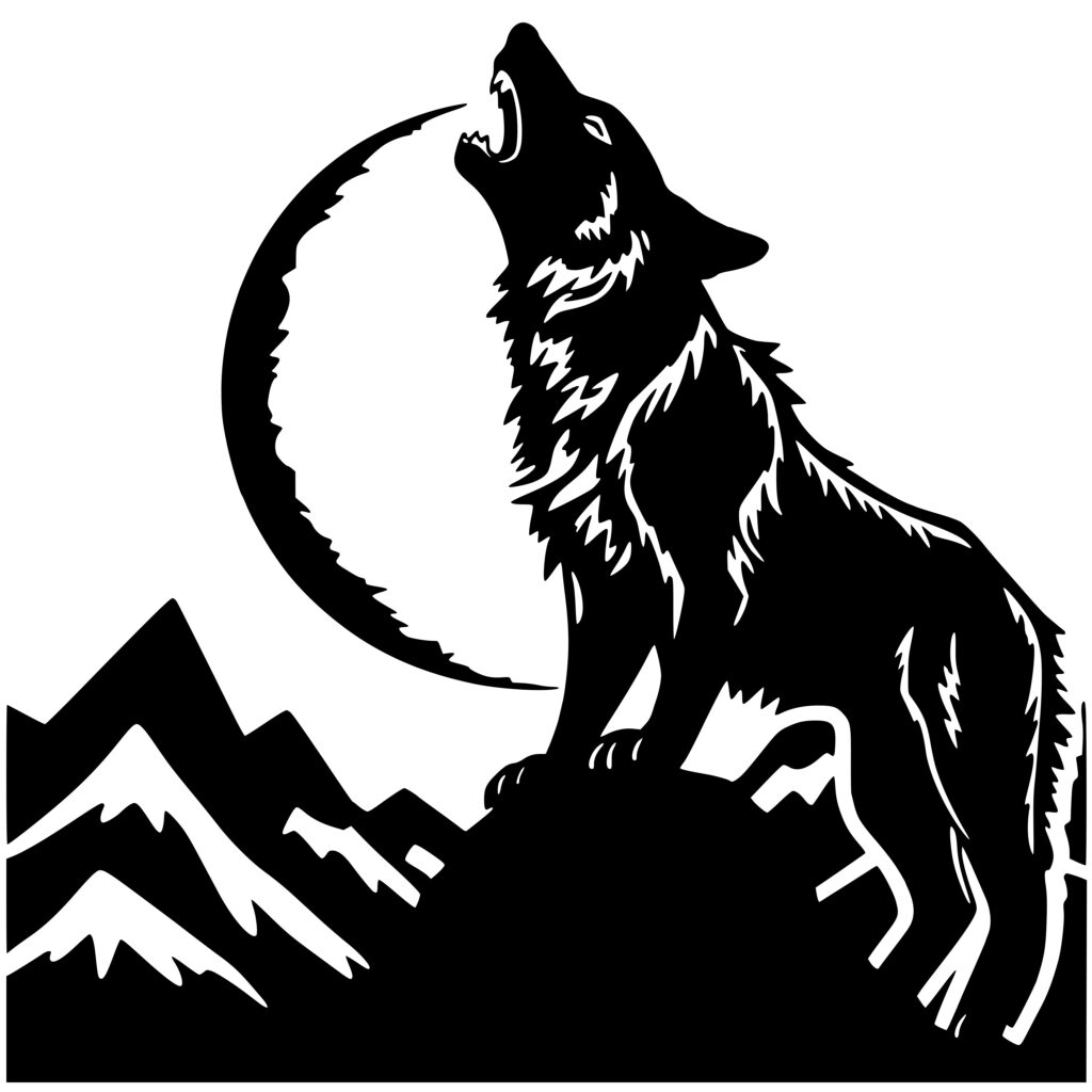 Howling Wolf in Moonlight: SVG/PNG/DXF File for Cricut, Silhouette ...