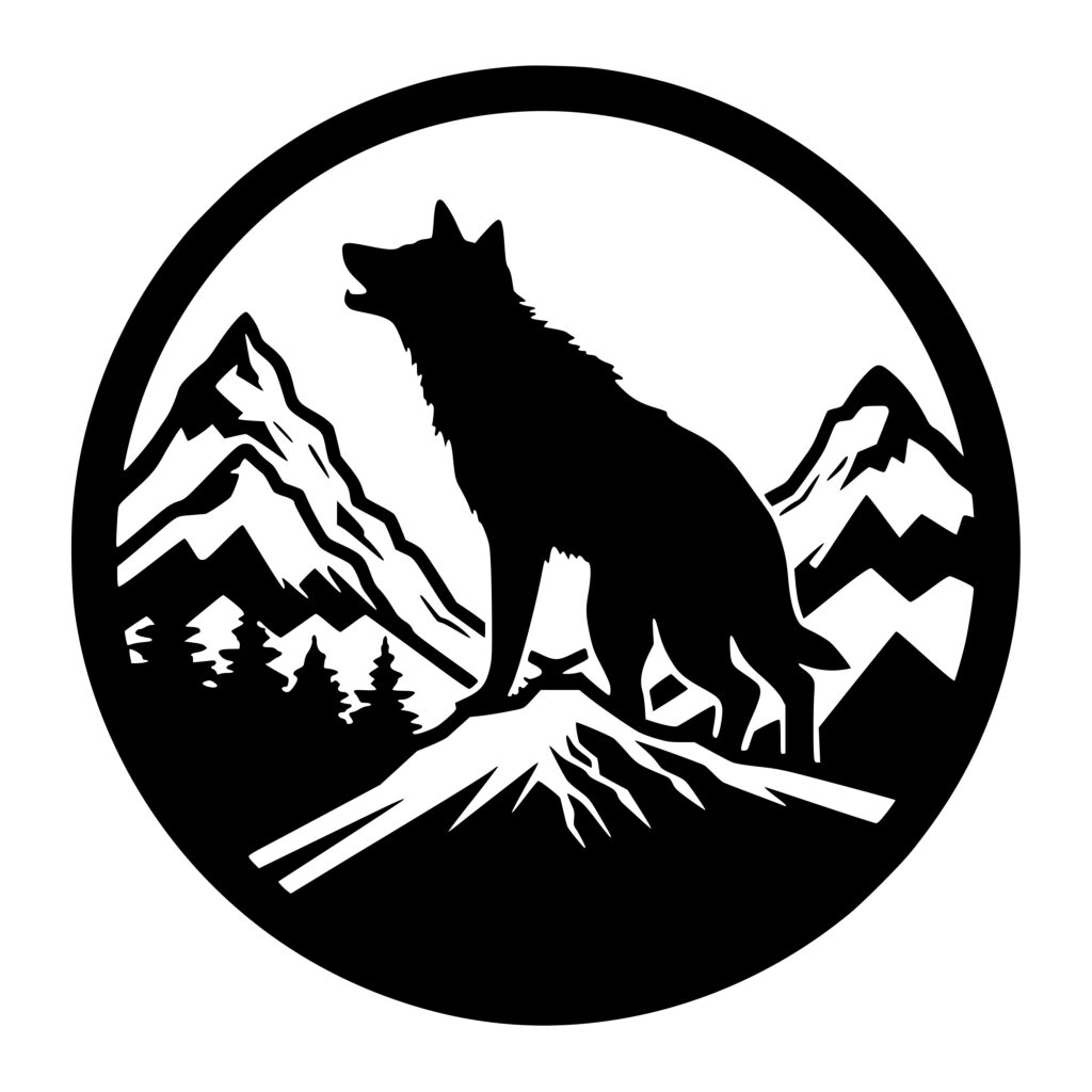 Mountain Howling Wolf SVG/PNG/DXF File for Cricut, Silhouette, and