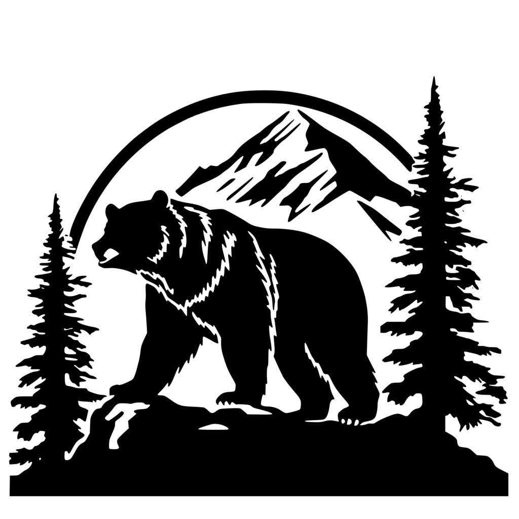 Tree And Mountain Bear Svg File For Cricut, Silhouette, Laser