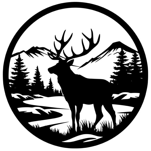 Elk with Mountain Scene: SVG File for Cricut, Silhouette, and Laser ...