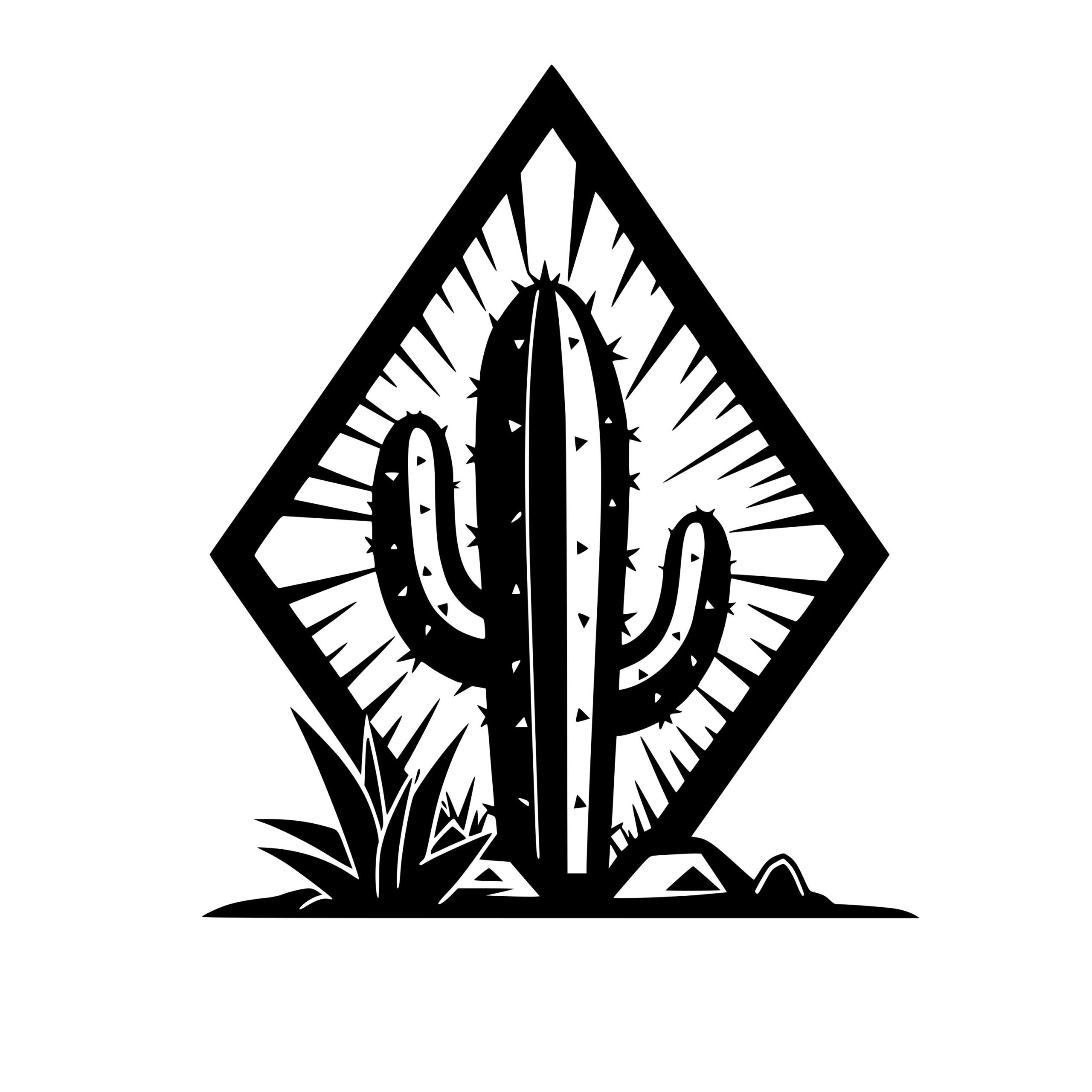 Lizard Cactus Desert Cut Out Black PNG & SVG Design For T-Shirts