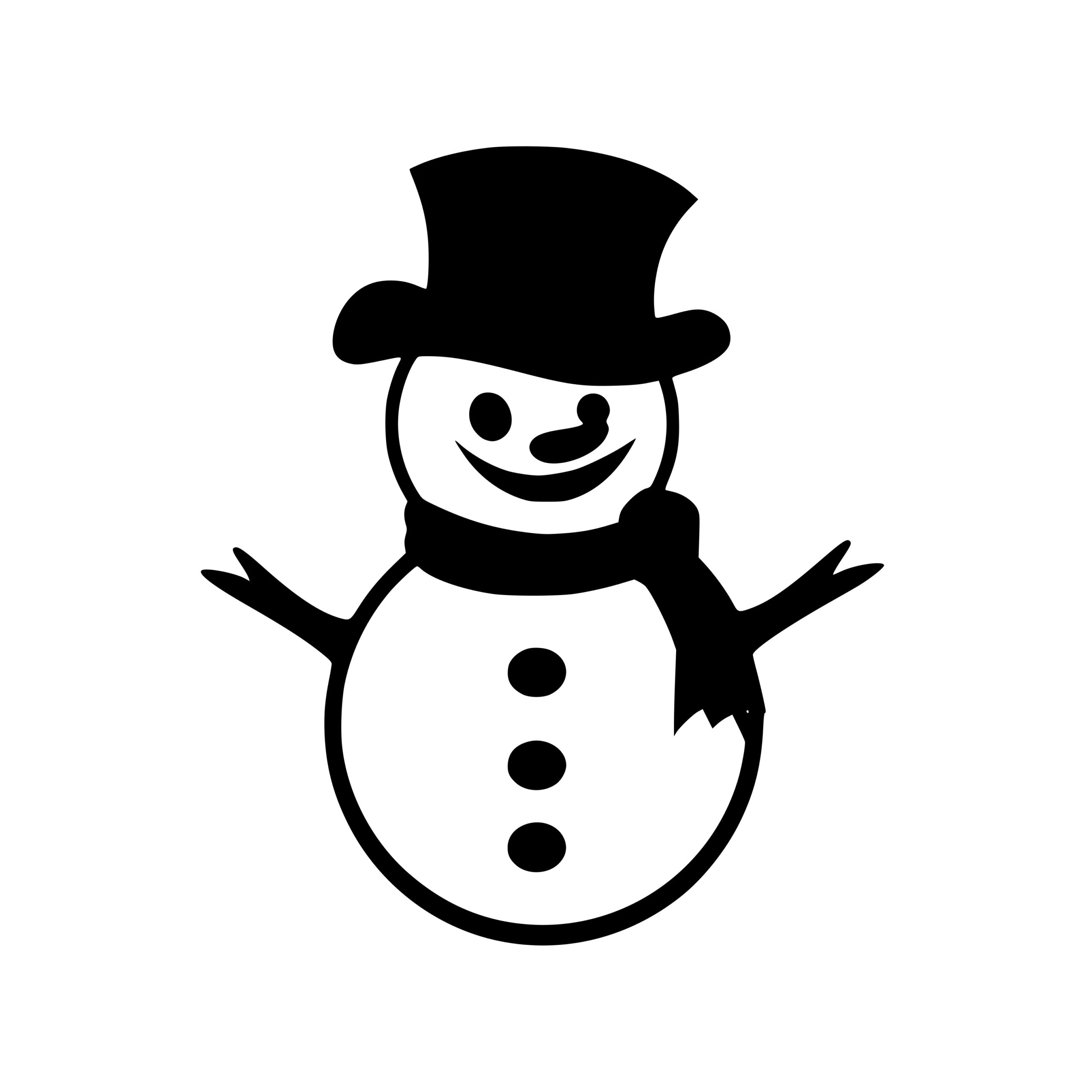 Friendly Snowman SVG File: Instant Download for Cricut, Silhouette ...