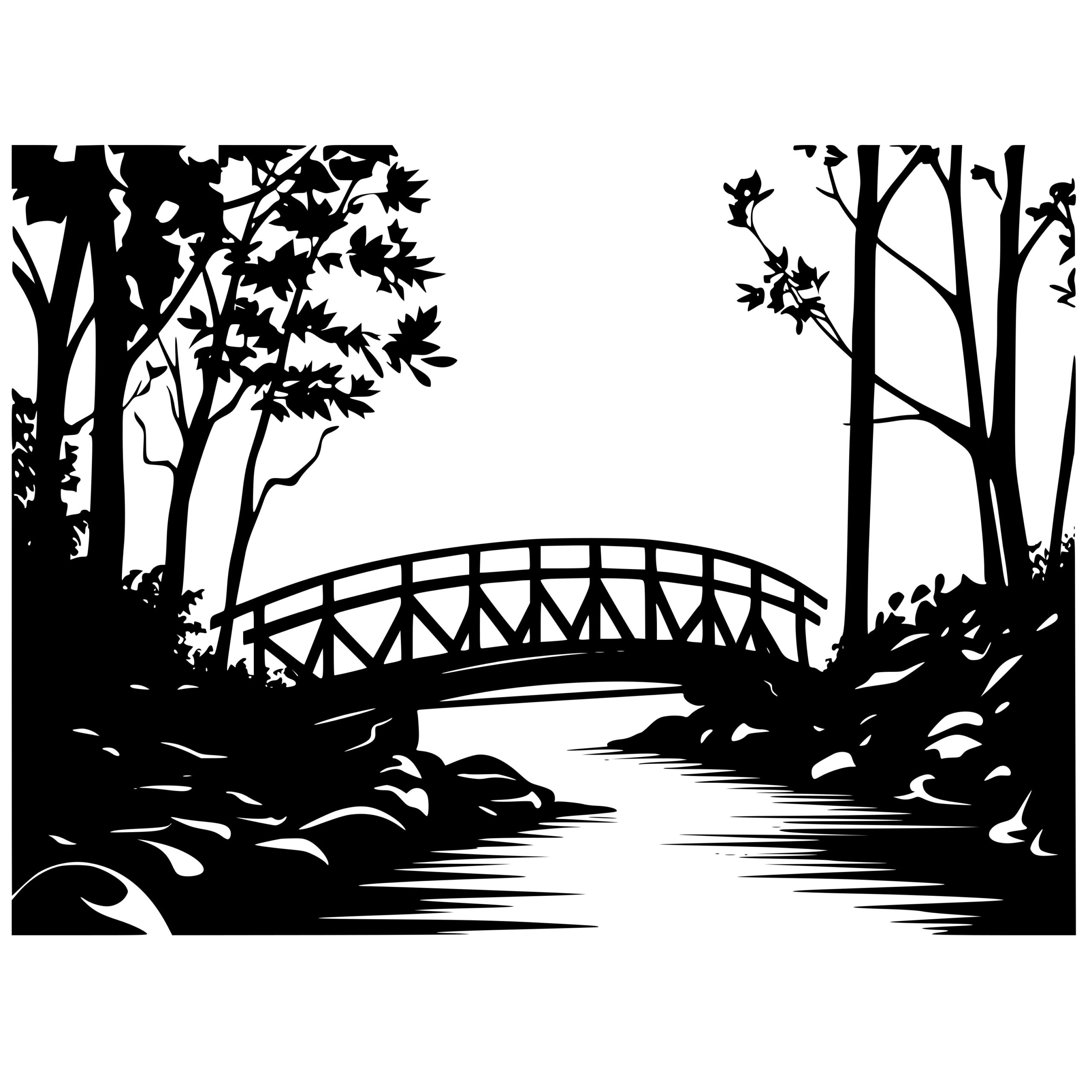 Autumn Bridge Scene - SVG & PNG Files for Cricut, Silhouette, Laser ...