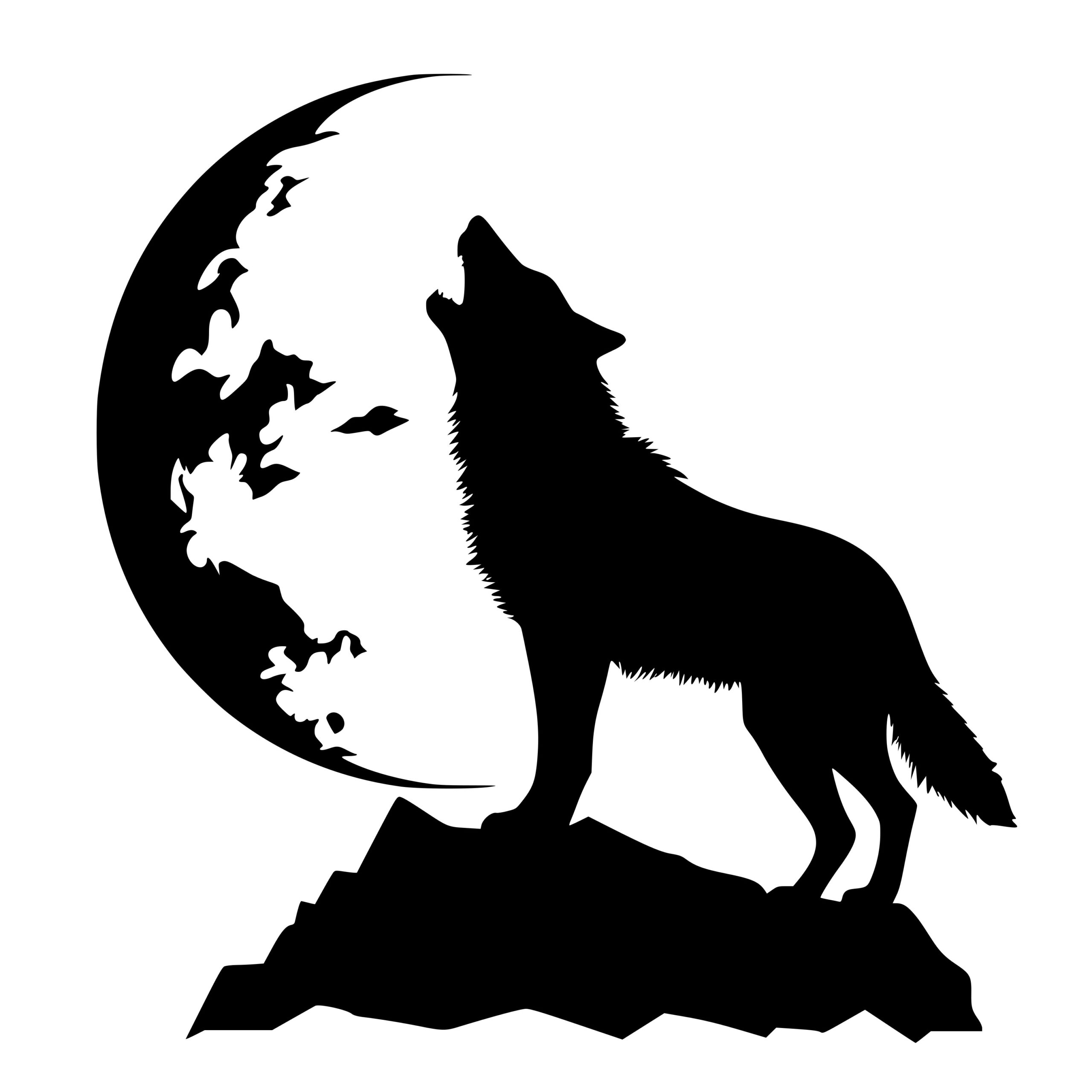 Nighttime Wolf Howl SVG File for Cricut, Silhouette, Laser Machines