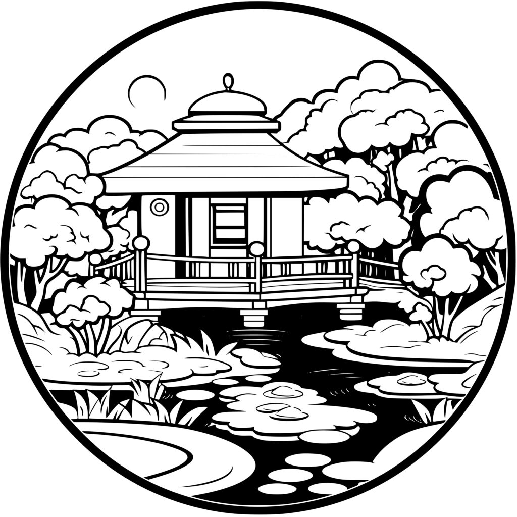 Tea Garden Pathway: SVG Image for Cricut, Silhouette, Laser Machines