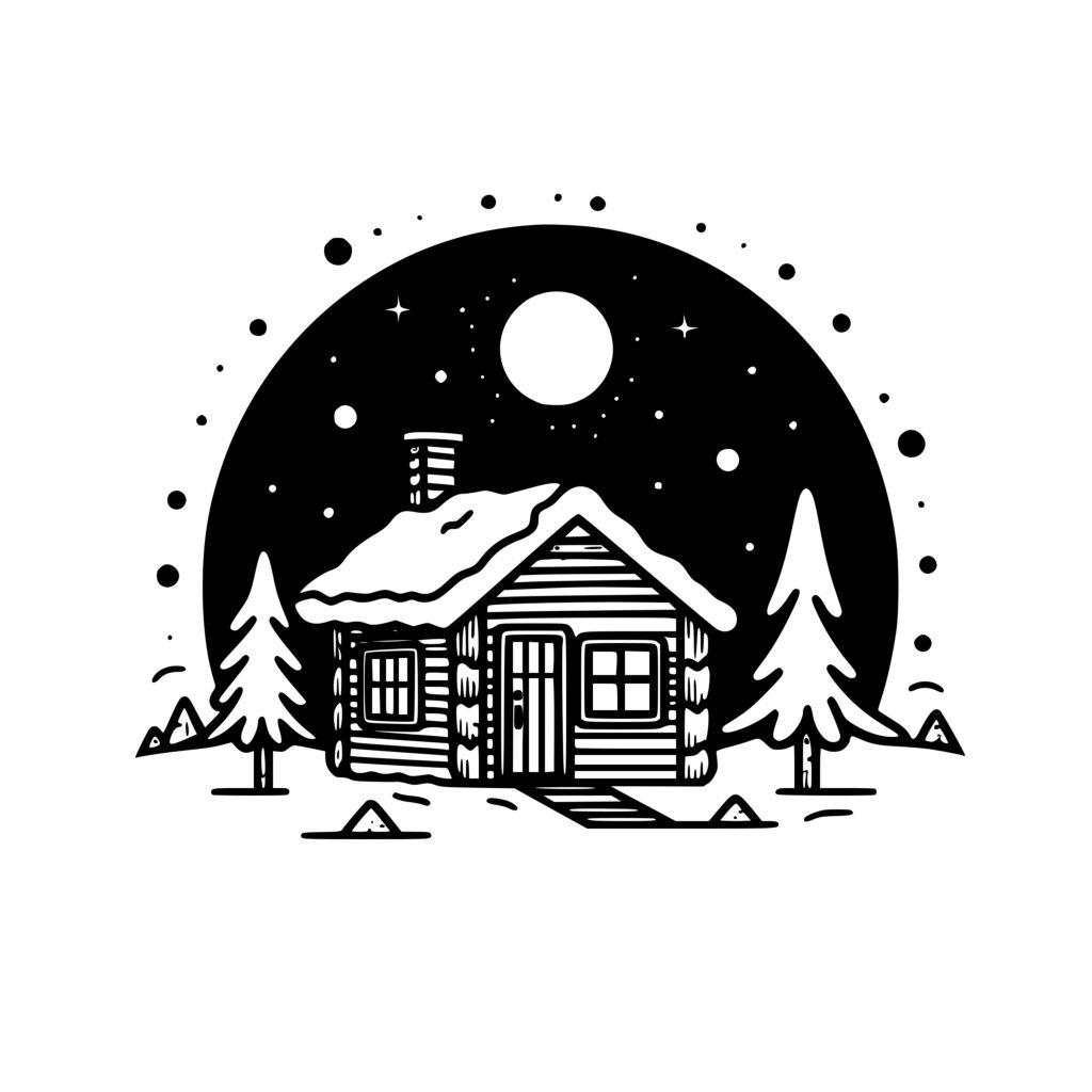 SVG Image File: Moonlit Forest Cabin for Cricut, Silhouette, xTool