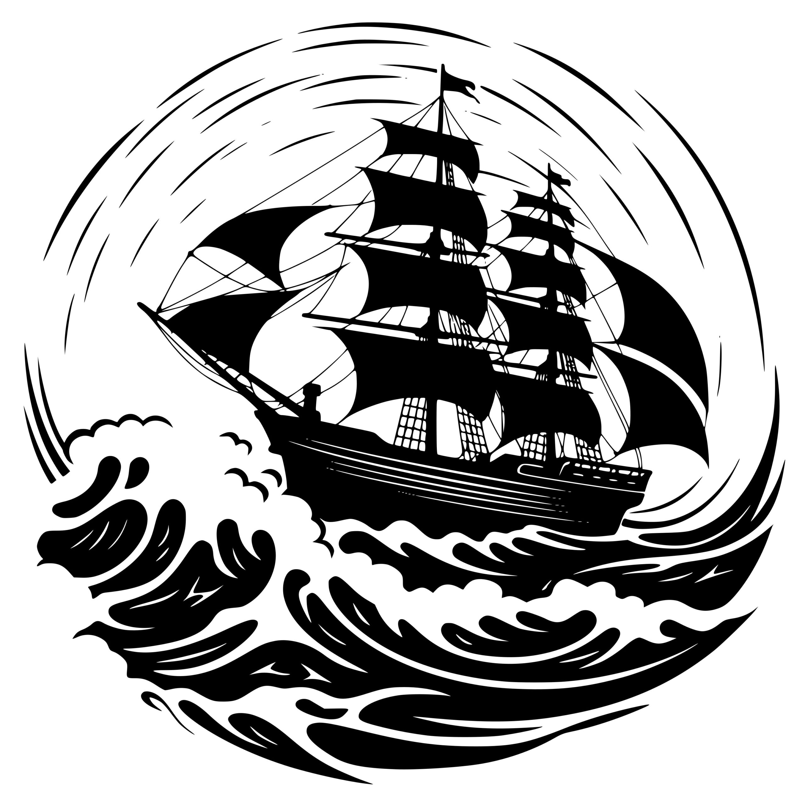 Pirate Ship SVG File for Cricut, Silhouette, Laser Machines