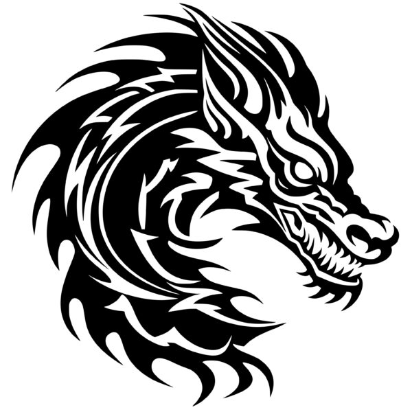 Instant Download Tribal Dragon Image: SVG, PNG, DXF Files